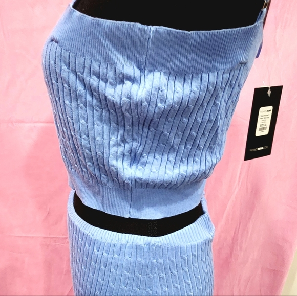 Nwt fashion nova blue 3 piece sweater skirt set pinup - Picture 6 of 16